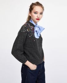 sweater with coloured sequins at Zara